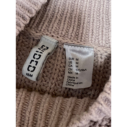 H&M Divided Women's Beige Cable Knit Mock Neck Long Sleeve Crop Sweater Top Sz M
