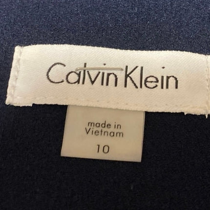 Calvin Klein Navy Blue Sleeveless Back Zip Knee Length Pencil Sheath Dress Sz 10