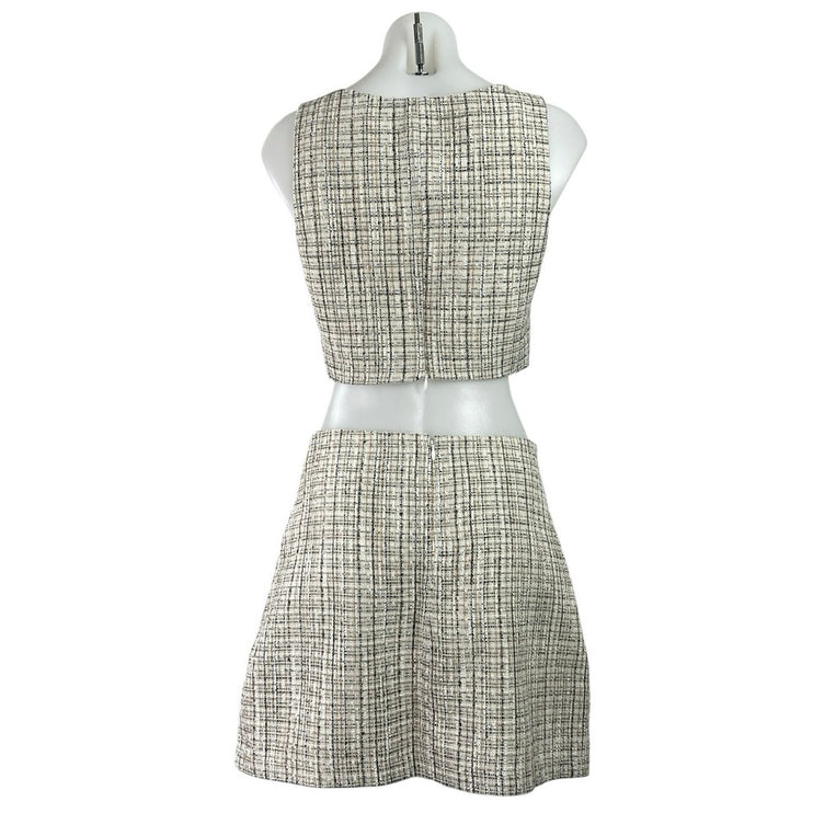 Reformation Plaid Check Zuri Crop Top Veranda Mini Flare A-Line Skirt Set Sz 2/4