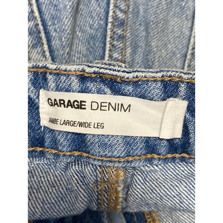 Garage Women's Blue Distressed High Waisted Wide Leg Baggy Denim Jeans Size 7