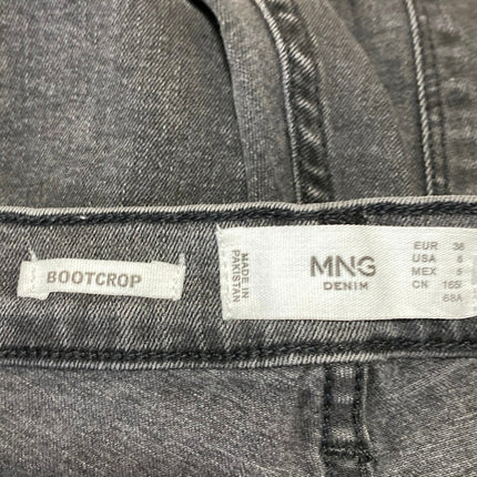 MNG Mango Bootcrop Women's Black High Waist Flared Bootcut Denim Jeans Pants 8