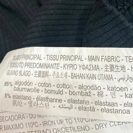 Zara Black Rib Knit Short Flutter Ruffle Sleeve V-Neck Slim Crop Blouse Top S