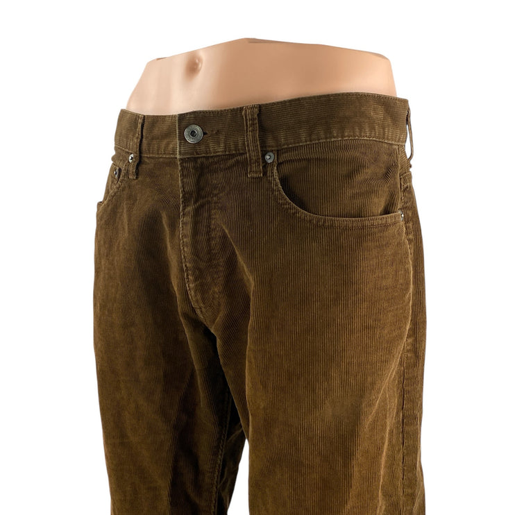 J.Crew 484 Slim Fit Mens Brown Corduroy Mid Rise Straight Trousers Pants Size 32