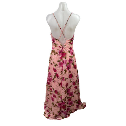 Lulus Pretty Perspective Pink Floral Sleeveless Cami Maxi A-Line Tank Dress Sz M