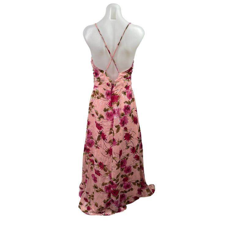 Lulus Pretty Perspective Pink Floral Sleeveless Cami Maxi A-Line Tank Dress Sz M