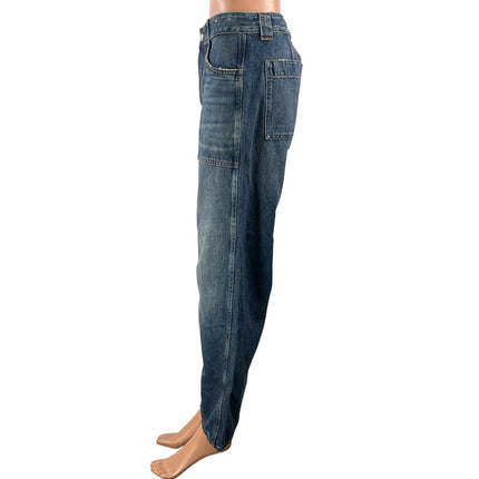 NEW Madewell The Darted Women's Blue High Rise Barrel Leg Denim Jeans Pants 25