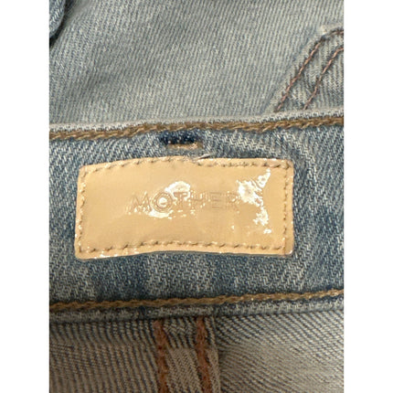 Mother Women's Blue Mid Rise Frayed Raw Hem Straight Leg Denim Jeans Pants Sz 24