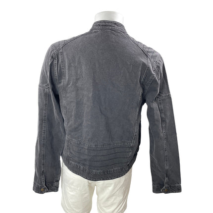 Asos Men's Black Washed Long Sleeve Full Zip Trucker Denim Jean Jacket Size L