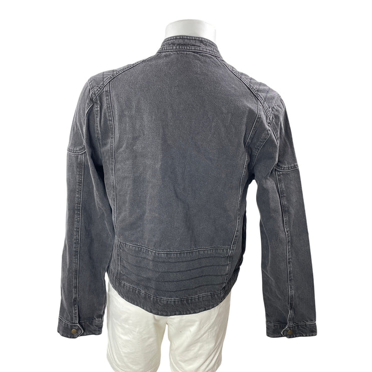 Asos Men's Black Washed Long Sleeve Full Zip Trucker Denim Jean Jacket Size L