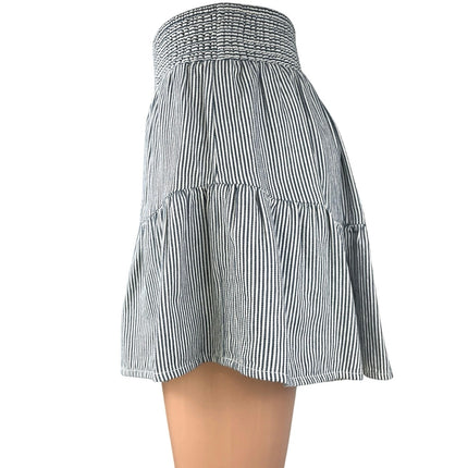 American Eagle Blue Striped Ruffle Elastic Waist Pull On Mini Skort Skirt Size S