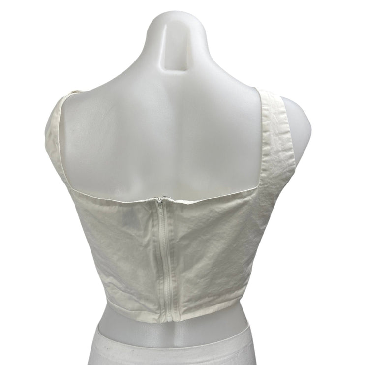 Princess Polly White Sleeveless Zip Cami Camisole Bandeau Crop Tank Top Size 12