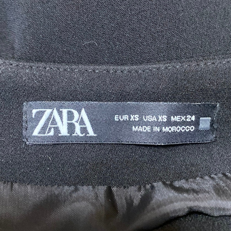 Zara Black Ruffle Zip Tie Waist Mini Tennis Golf A-Line Flared Skirt Skort Sz XS