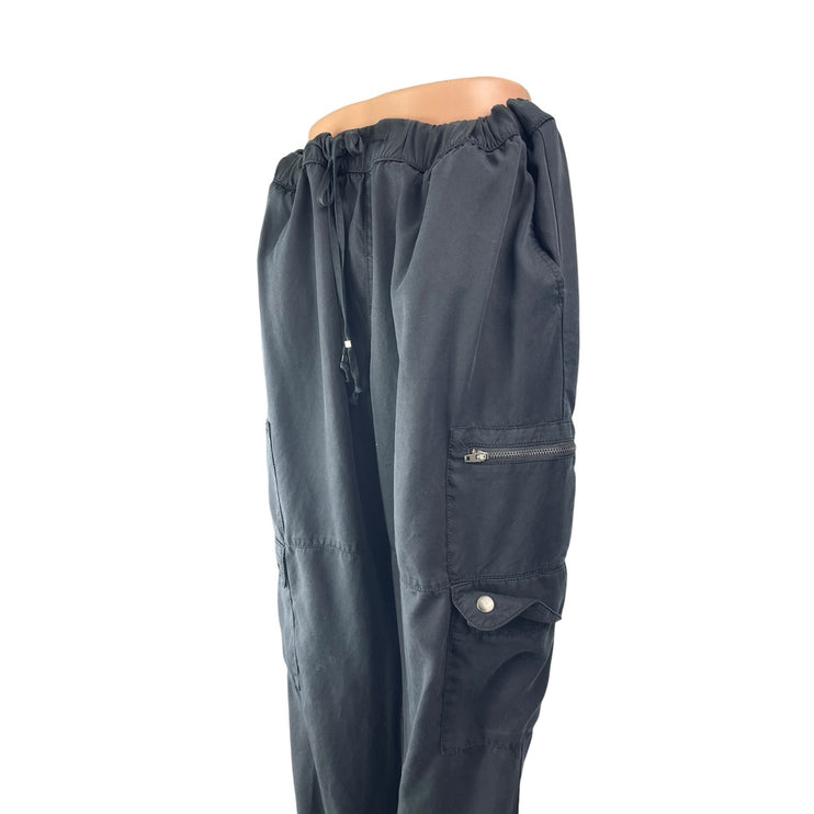Banana Republic Blue High Waisted Drawstring Tapered Leg Cargo Jogger Pants Sz L