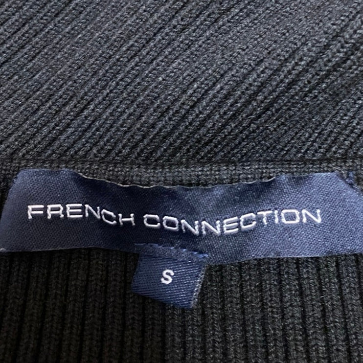 French Connection Black Sleeveless Ribbed Knit Cami Tank Mini Bodycon Dress Sz S
