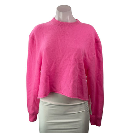 NEW Aqua Women's Pink Cashmere Long Sleeves Cropped Pullover Sweater Top Size S