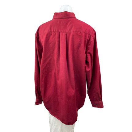Croft & Barrow Men's Red Collared Long Sleeve Button Down Dress Shirt Top Size L