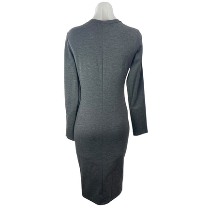 Zara Trafaluc Women's Gray Striped Long Sleeve Knit T Shirt Midi Dress Size S