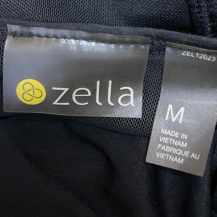 Zella Women's Black Long Sleeve Mesh Trim Yoga Workout Athletic T Shirt Top Sz M