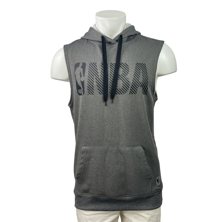 NBA Men's Gray Fleece Line Hoodie Hooded Tank Sleeveless Sweatshirt Vest Size M