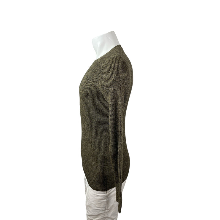 ASOS Men's Olive Green Ribbed Knit Crew Neck Long Sleeve Sweater Top Size M