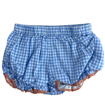 Joie Infant Baby Blue Gingham Checkered Embroidered Matching Dress Set Size 3-6M