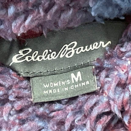 Eddie Bauer Women's Red Blue Check Gingham Plaid 1/4 Fleece Sweater Top Size M