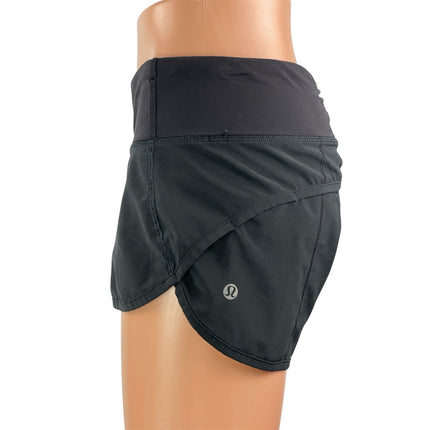 Lululemon Run Women's Black White Elastic Waist Athletic Speed Running Shorts 4