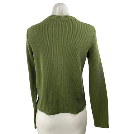 Madewell Elwood Women's Olive Green Rib Knit Knot Long Sleeve Sweater Top Size M