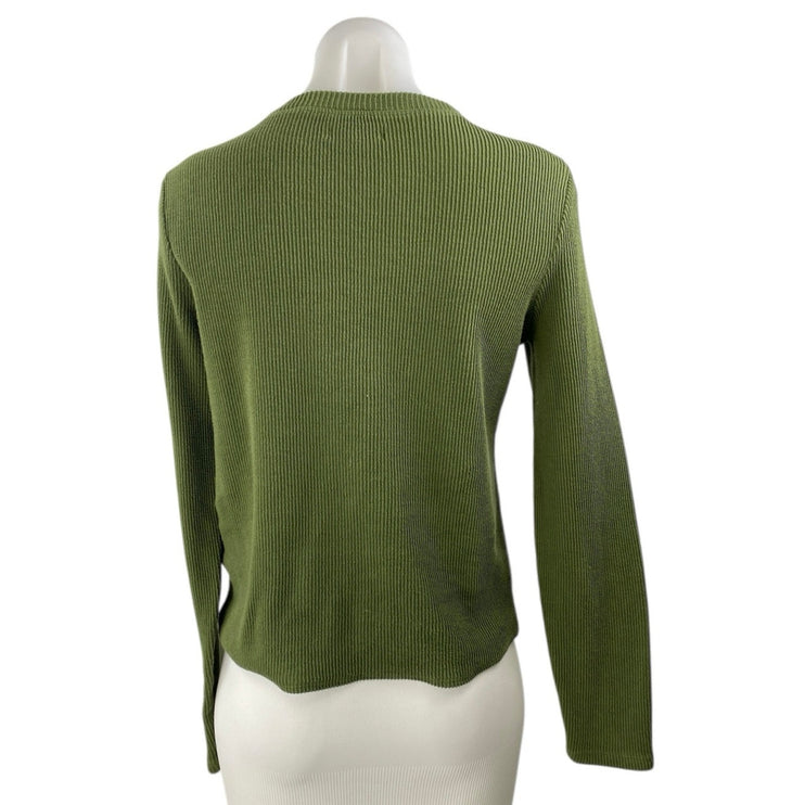 Madewell Elwood Women's Olive Green Rib Knit Knot Long Sleeve Sweater Top Size M