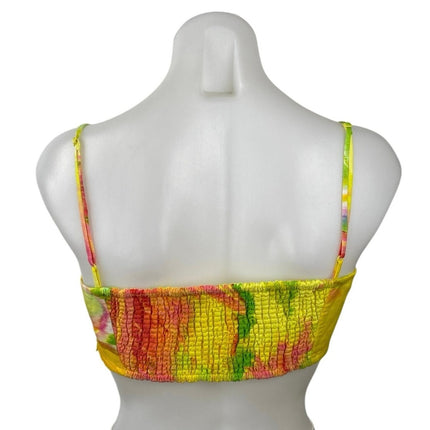Hemant & Nandita Mina Yellow Floral Sleeveless Cami Bandeau Cropped Tank Top S