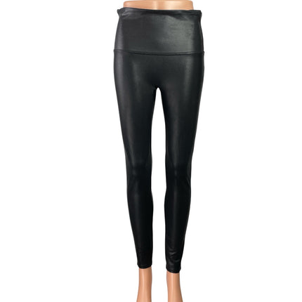 Spanx Womens Black Faux Vegan Leather Mid Rise Skinny Trousers Leggings Pants XL