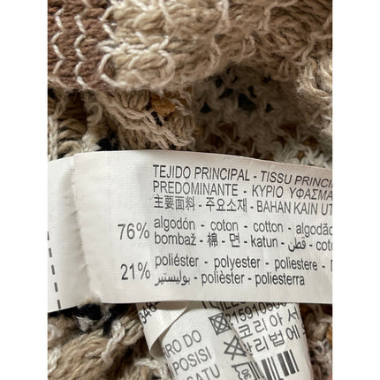 Zara Brown Geometric Tribal Crochet Knit Short Sleeve Cropped Polo Shirt Top S