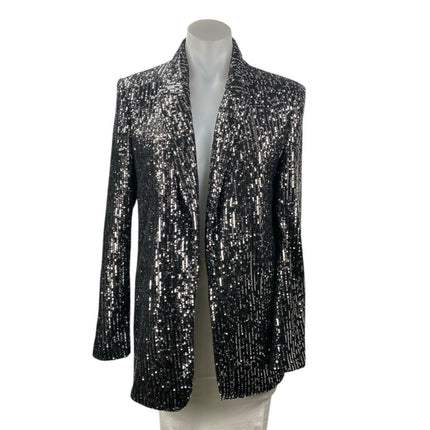 Zara Women's Black Sequin Long Sleeve Sparkly Shimmer Blazer Coat Jacket Size S