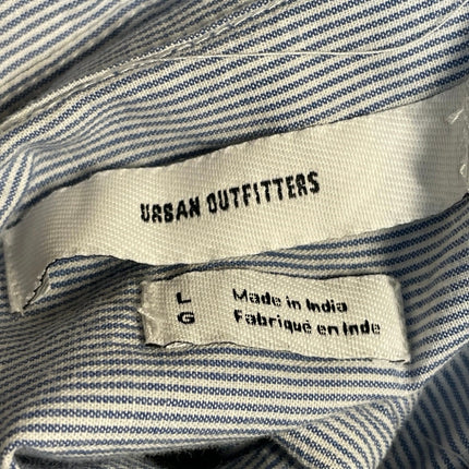 Urban Outfitters Blue Striped Floral Graphic Short Sleeve Button Down Shirt L