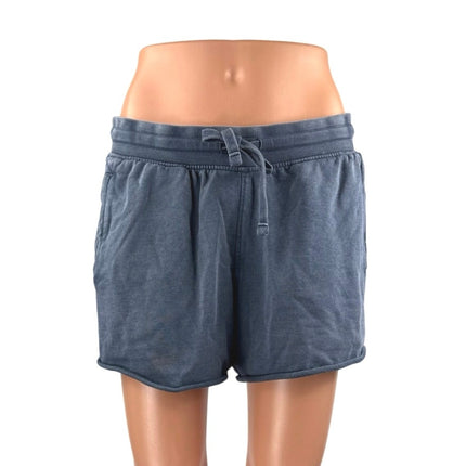 Zara Women's Gray Blue Drawstring High Rise Wide Leg Mini Sweat Shorts Size L