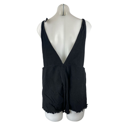 Polly Women's Black Sleeveless Tie Strap Overall Jumper Romper Shorts Size 4