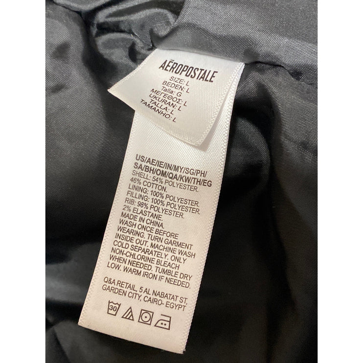 Aeropostale Men's Black Long Sleeve Full Zip Varsity Bomber Coat Jacket Size L