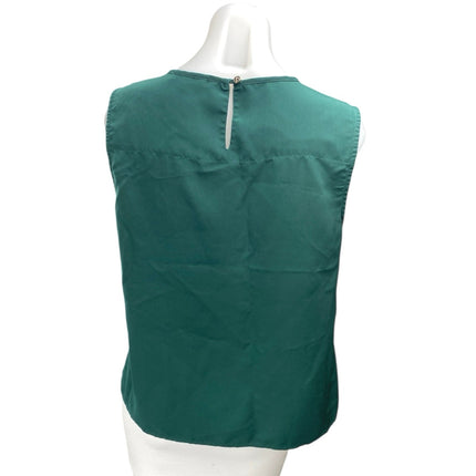 Allen Solly Green Sleeveless Cutout Keyhole Cropped Shirt Blouse Tank Top Size L