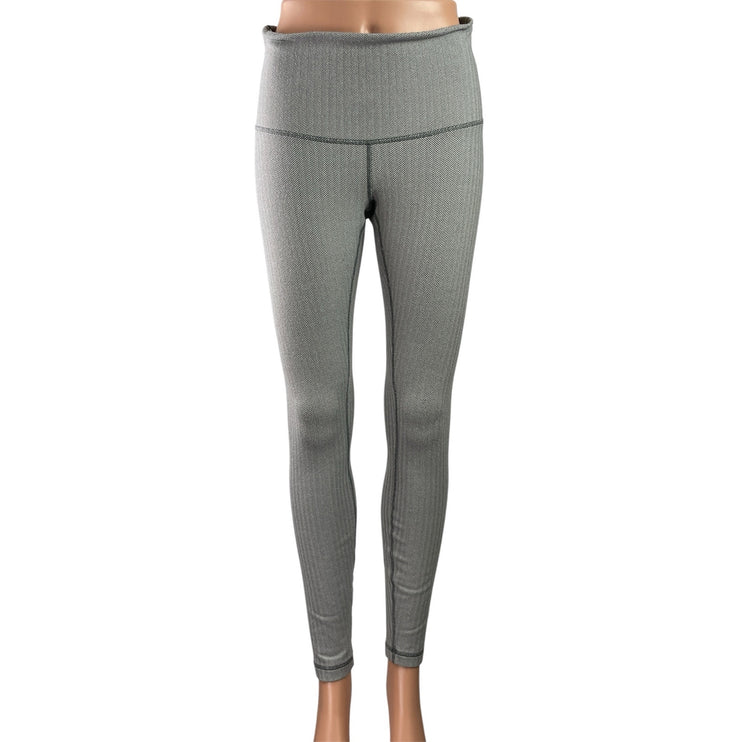 Lululemon Wunder Under Gray Chevron Print Mid Rise Workout Yoga Leggings Pants M