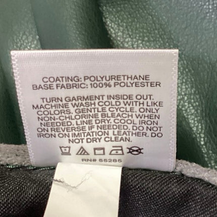 Express Women's Blue Green Faux Vegan Leather Slim High Rise Flared Pants Size 4