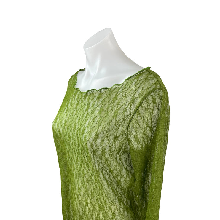 Urban Outfitter Out From Under Green Floral Lace Sheer Long Sleeve Blouse Top XL