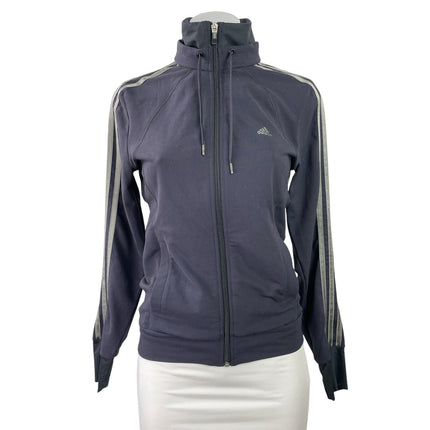 Adidas Women's Black Stripe Long Sleeve Full Zip Athletic Track Jacket Size S