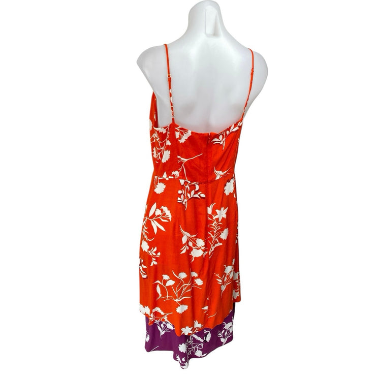 Ann Taylor Women's Red Floral Sleeveless Cami Camisole Square Neck Midi Dress 8