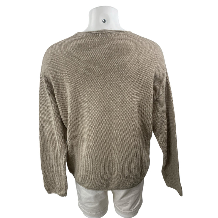 Zara Men's Beige Long Sleeve Round Neck Relaxed Pullover Knit Sweater Top Size L