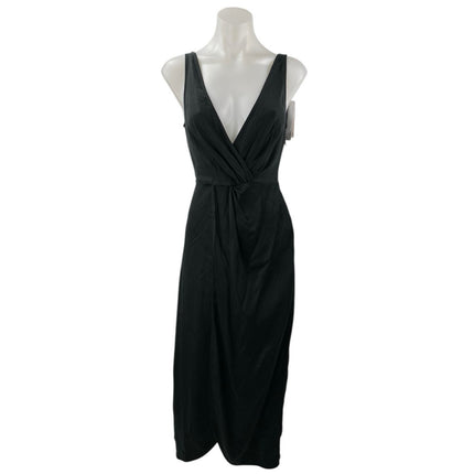 NEW & Other Stories Black Faux Wrap Sleeveless V-neck Midi Tank A-Line Dress 0