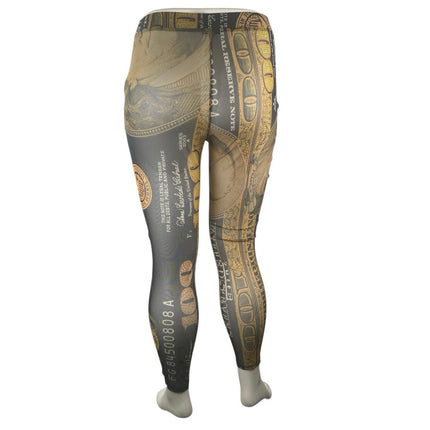 Fashion Nova Women's Multicolor Money Print Mesh Sheer Skinny Leggings Pants 1X