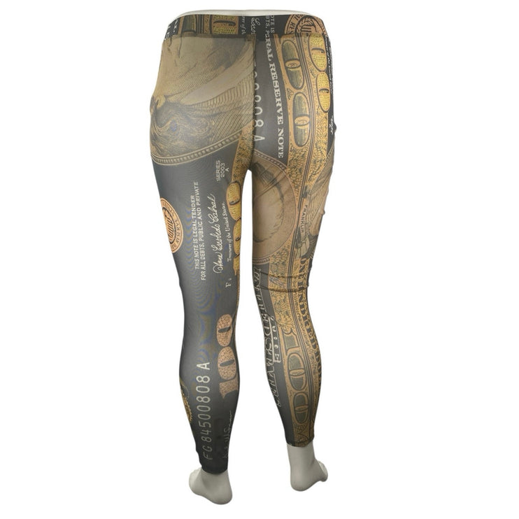 Fashion Nova Women's Multicolor Money Print Mesh Sheer Skinny Leggings Pants 1X
