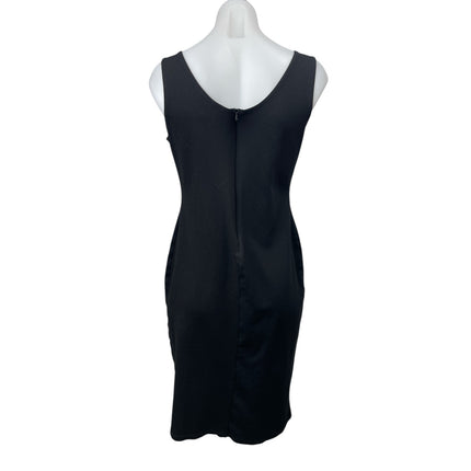The Vanity Room Womens Black Scoop Neck Sleeveless Slit Midi Tank Sheath Dress L