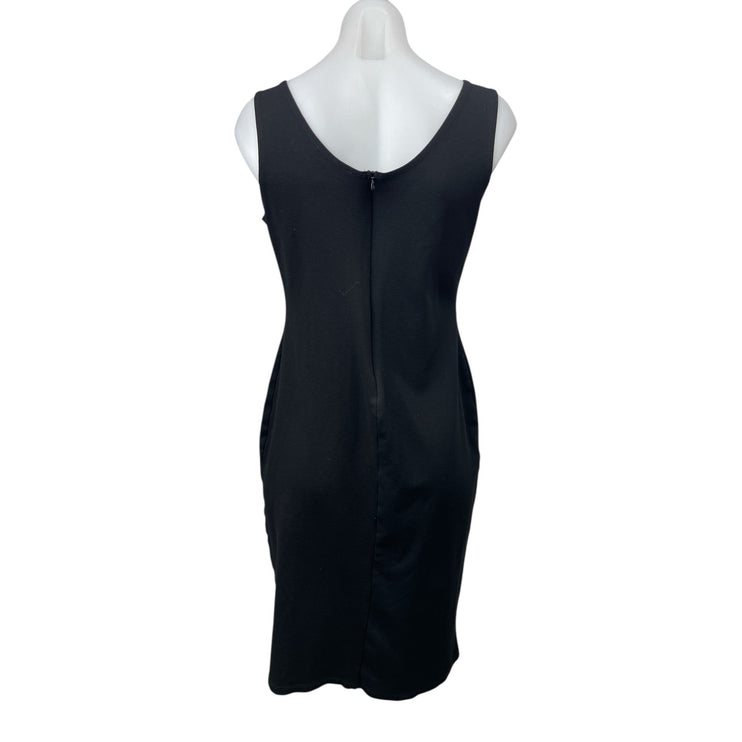 The Vanity Room Womens Black Scoop Neck Sleeveless Slit Midi Tank Sheath Dress L