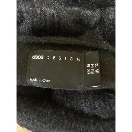 Asos Women's Black Long Sleeve Fleece Faux Fur Teddy Turtleneck Sweater Top 12